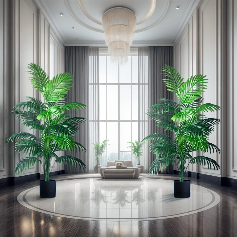 2PCS 24Leaves Areca palm simulation green plants realistic artificial trees suitable for bedroom living room outdoor decoration thumbnail 6