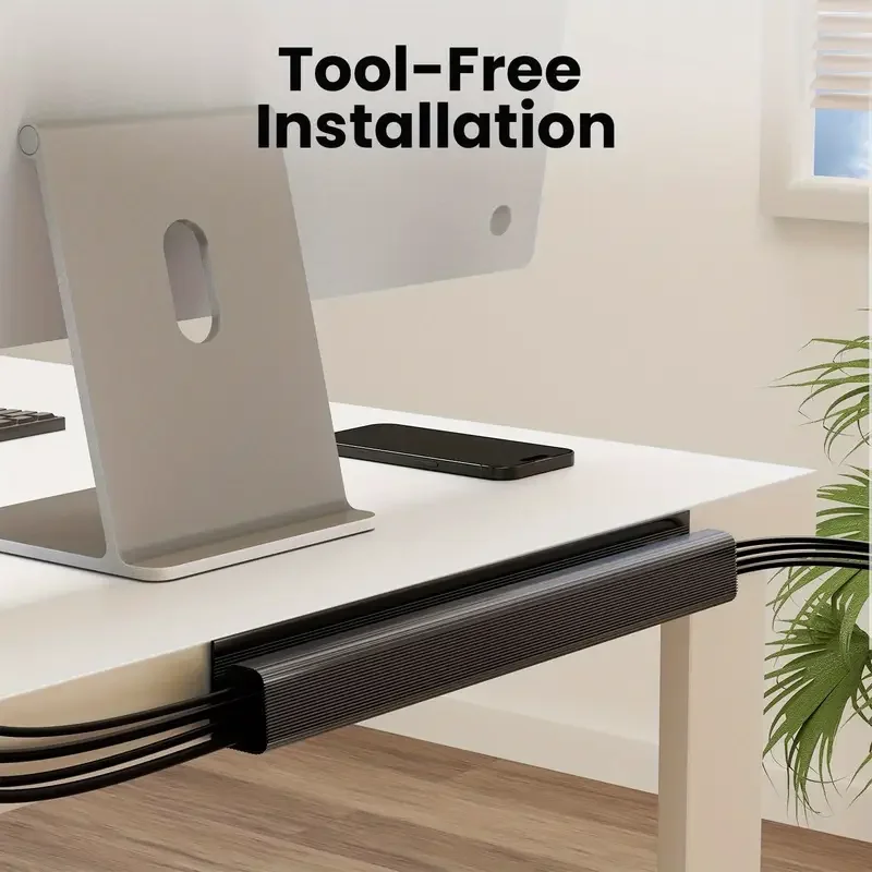 1PC 40cm/15.75inch Desk Cable Tray Cable Management Under Desk Channel Cable Raceway Cord Hider No Drilling for home office wire thumbnail 6