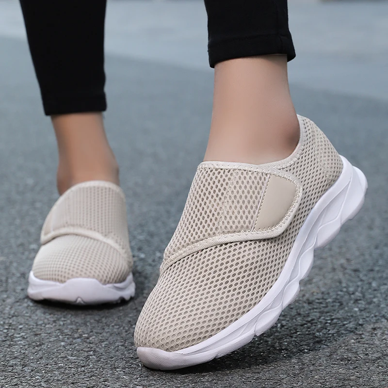 Unisex Wide Footed Shoes Women Casual Shoes Fashion Breathable Walking Mesh Flat Shoes for Men Sneakers Black Female Footwear thumbnail 6