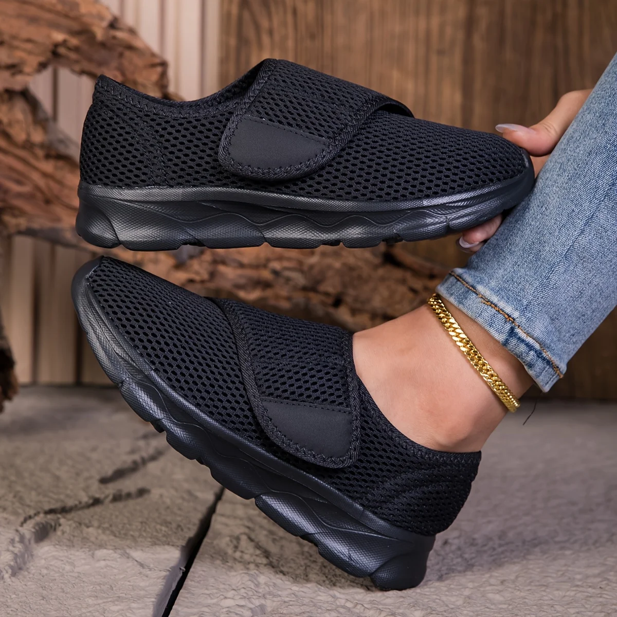 Unisex Wide Footed Shoes Women Casual Shoes Fashion Breathable Walking Mesh Flat Shoes for Men Sneakers Black Female Footwear thumbnail 2