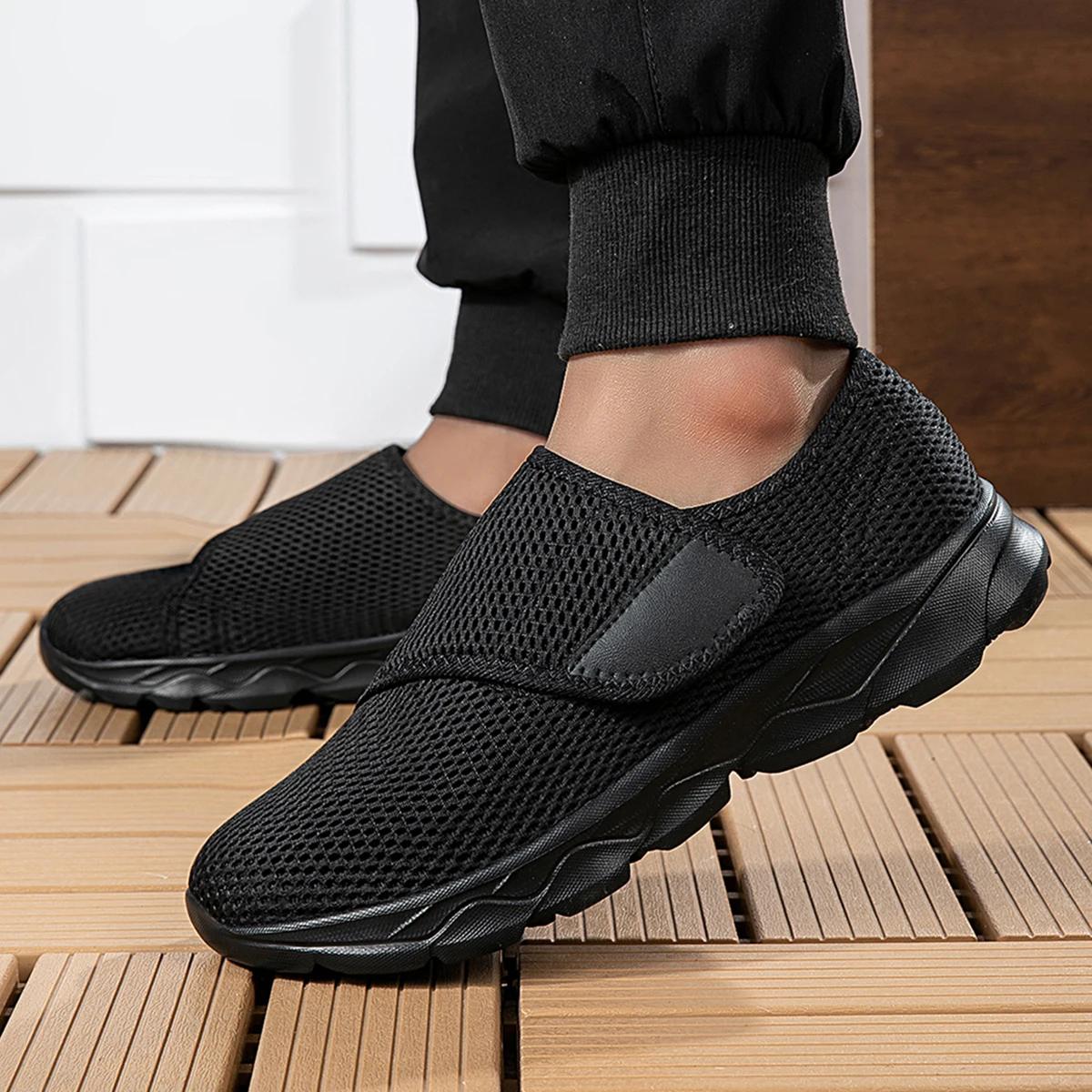 Unisex Wide Footed Shoes Women Casual Shoes Fashion Breathable Walking Mesh Flat Shoes for Men Sneakers Black Female Footwear thumbnail 3