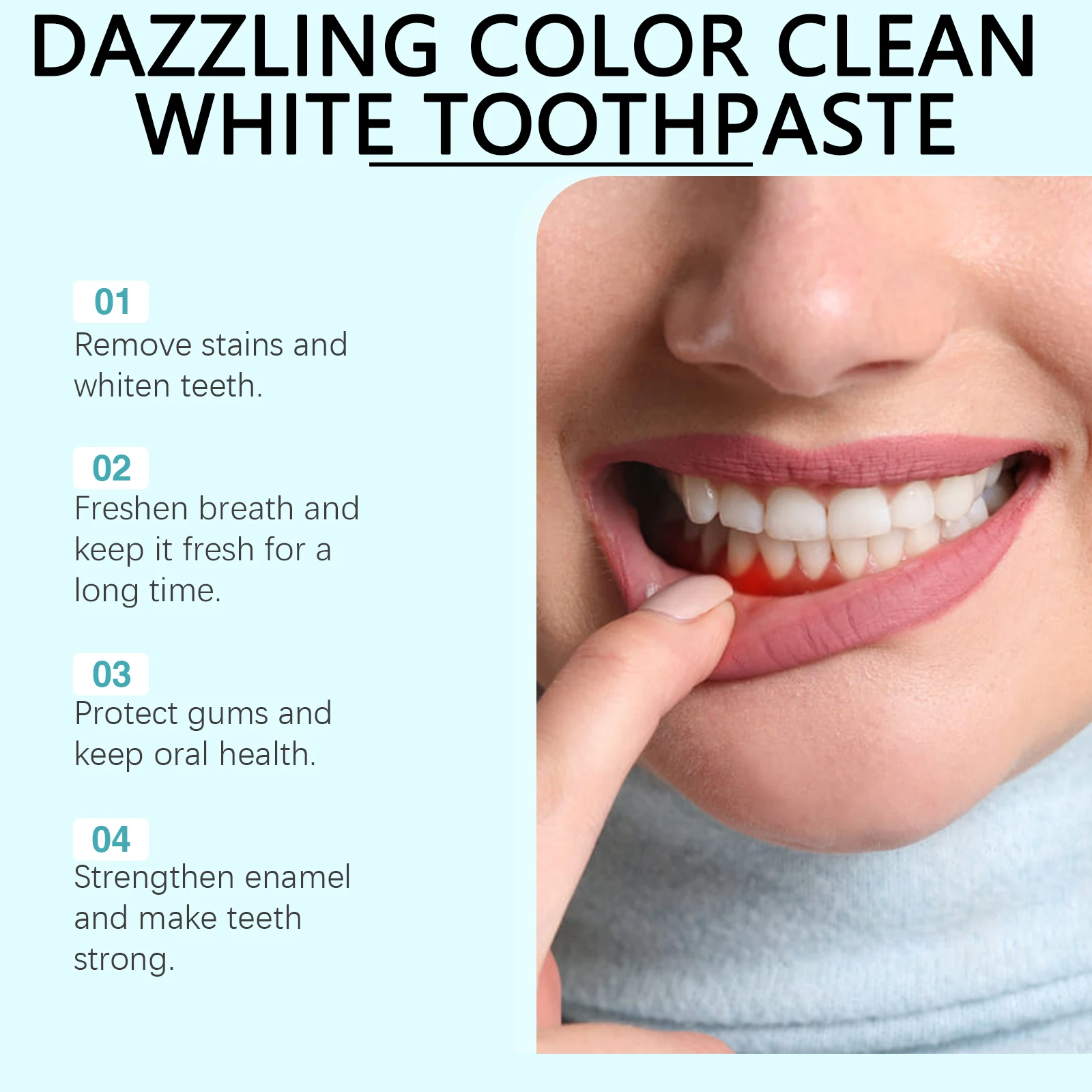 Radiant Whitening Toothpaste Dazzling White Teeth Refresh Mint Flavor Deep Cleaning Stain Removal Improves Gum Health Oral Care thumbnail 3