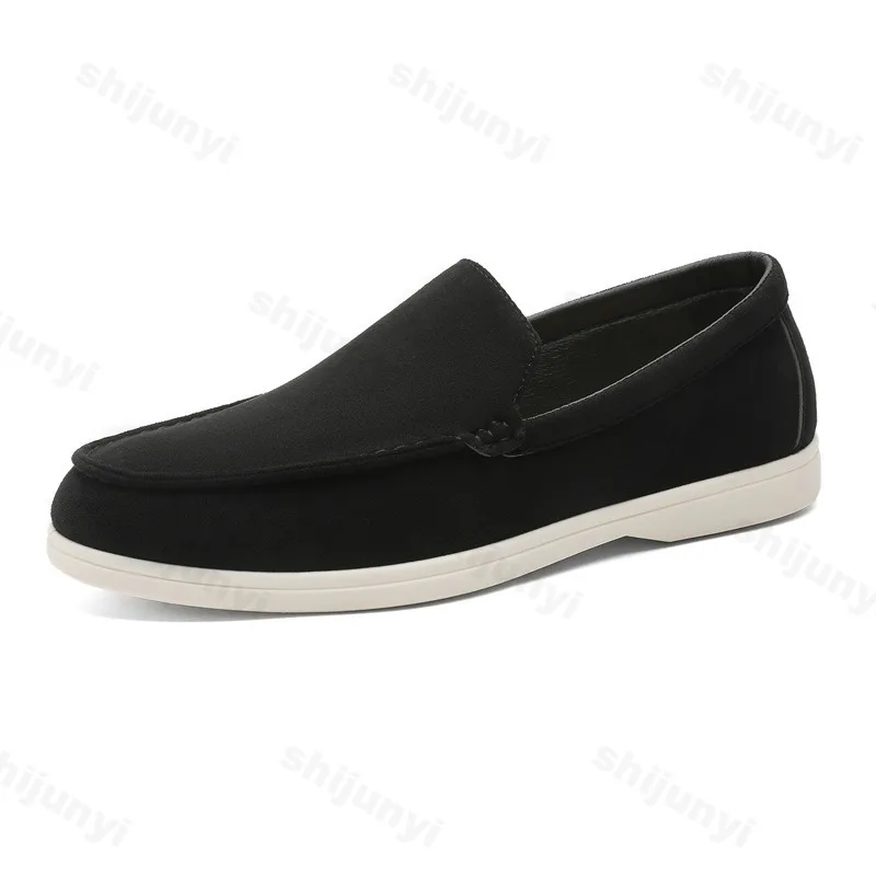 Men Flat Loafers 2025 Frosted Suede Flat Shoes Comfortable Non Slip Fashion Loafers Lightweight Trendy Outdoor Casual Shoes thumbnail 6