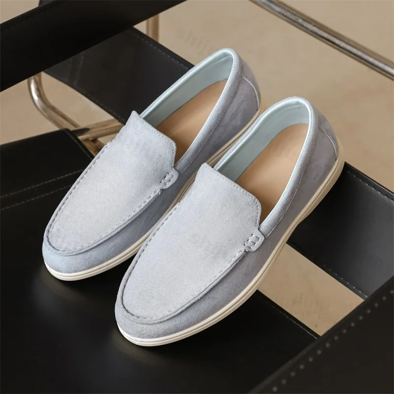 Men Flat Loafers 2025 Frosted Suede Flat Shoes Comfortable Non Slip Fashion Loafers Lightweight Trendy Outdoor Casual Shoes thumbnail 2