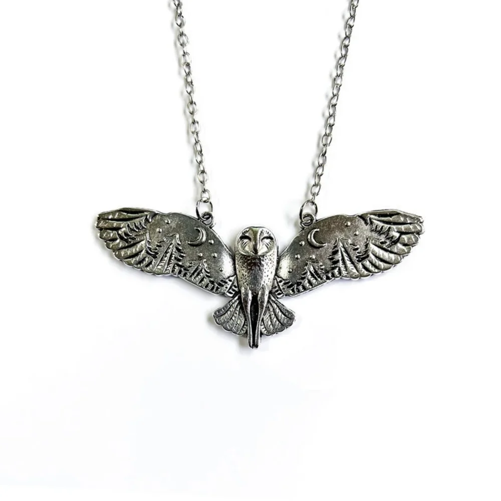 New retro men's and women's necklace creative owl pendant wings flying holiday jewelry holiday gifts thumbnail 4