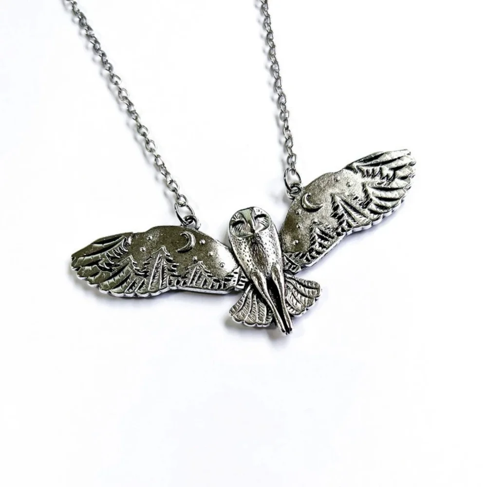 New retro men's and women's necklace creative owl pendant wings flying holiday jewelry holiday gifts thumbnail 5
