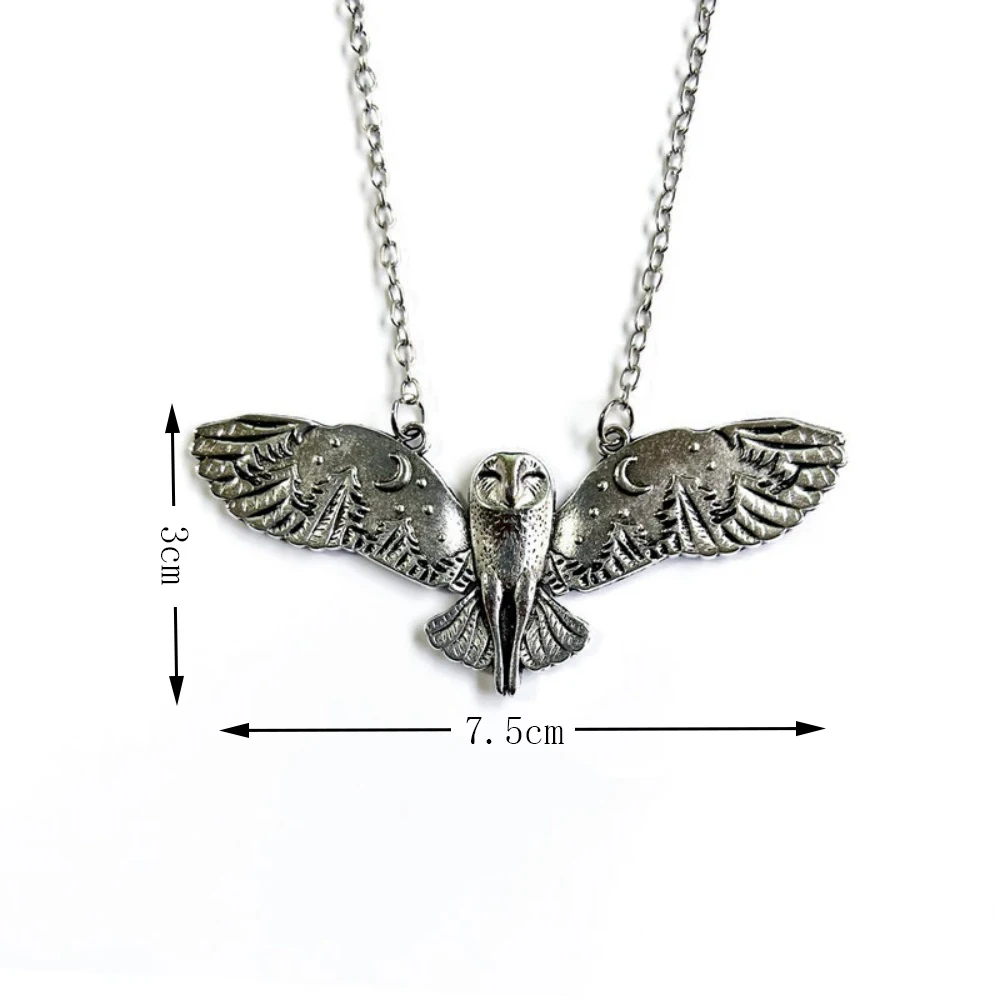 New retro men's and women's necklace creative owl pendant wings flying holiday jewelry holiday gifts thumbnail 6