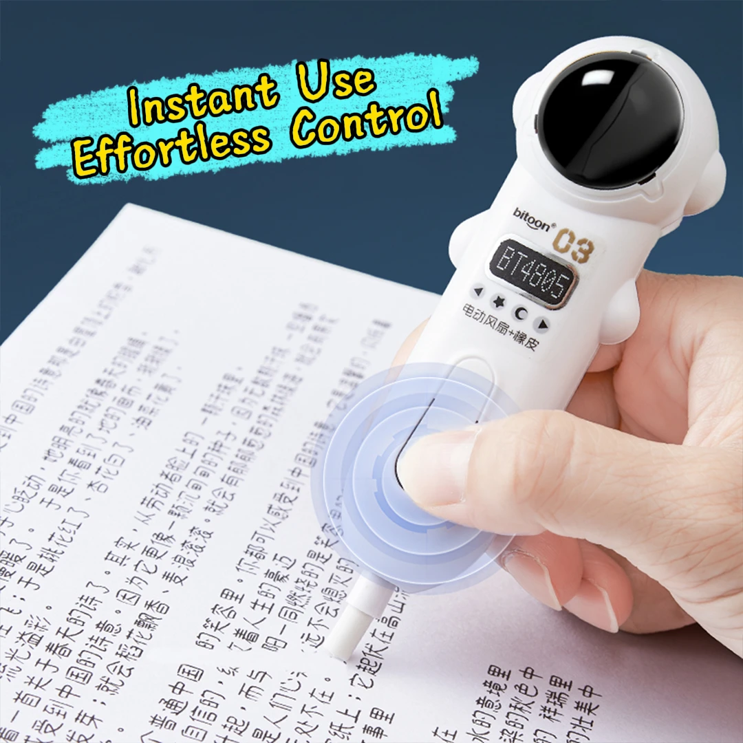 Cute Astronaut Electric Eraser with Fan Portable Battery-Powered Correction Tool for Sketching Painting Student School Supplies thumbnail 3