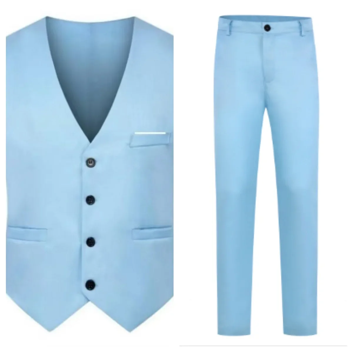 Fashionable Men's Casual Business Suit Vest Set Wedding Formal Wear British Style Two-Piece Suit Pants Vest Matching thumbnail 4