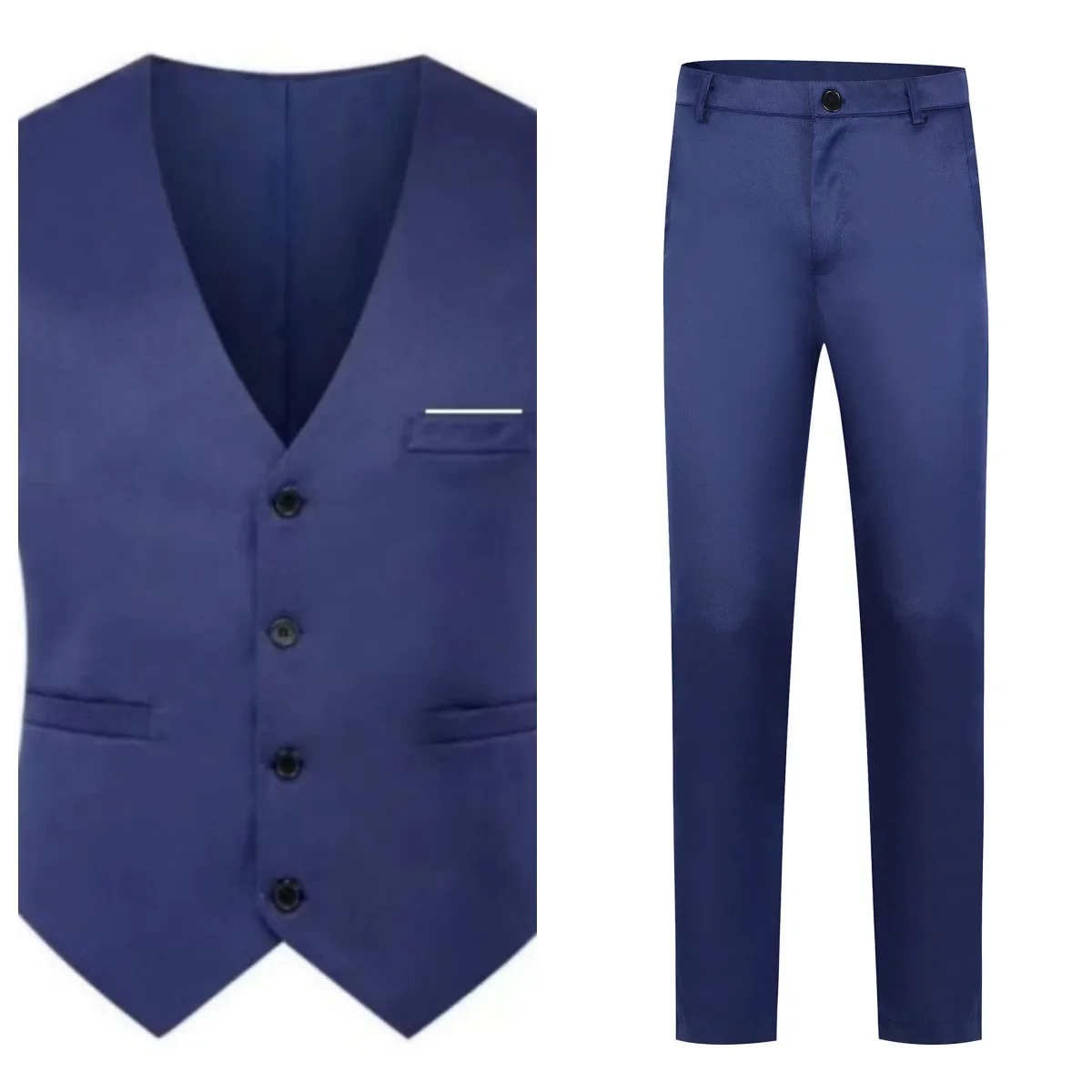 Fashionable Men's Casual Business Suit Vest Set Wedding Formal Wear British Style Two-Piece Suit Pants Vest Matching thumbnail 5