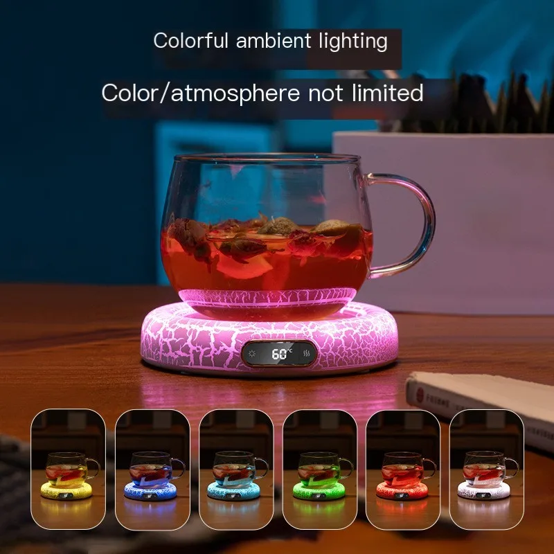 Electric Beverage Cup Warmer with LED Lamp 4 Gear Constant Temperature Digital Display For Home Office Insulated Heating Coaster thumbnail 2