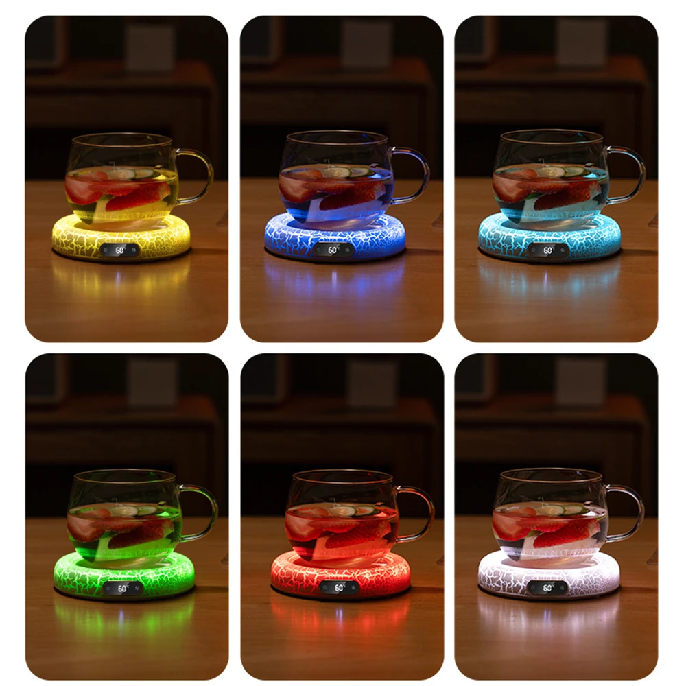 Electric Beverage Cup Warmer with LED Lamp 4 Gear Constant Temperature Digital Display For Home Office Insulated Heating Coaster thumbnail 3