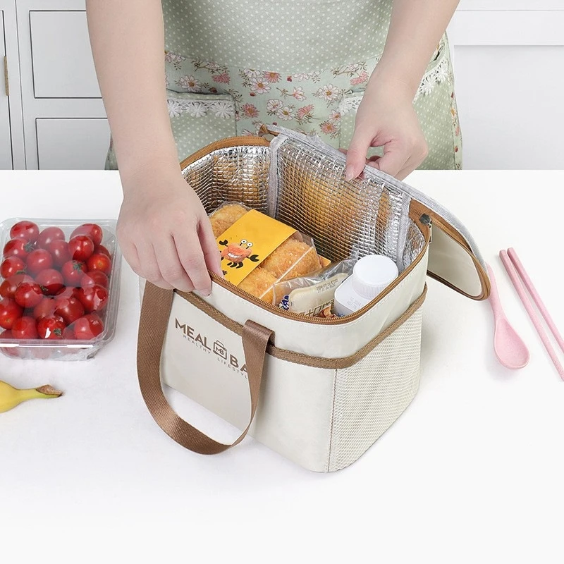Portable lunch bag food insulated box Waterproof shoulder strap insulated box, hand-held lunch box bag, fresh aluminum DH thumbnail 6