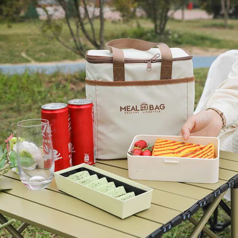 Portable lunch bag food insulated box Waterproof shoulder strap insulated box, hand-held lunch box bag, fresh aluminum DH thumbnail 2