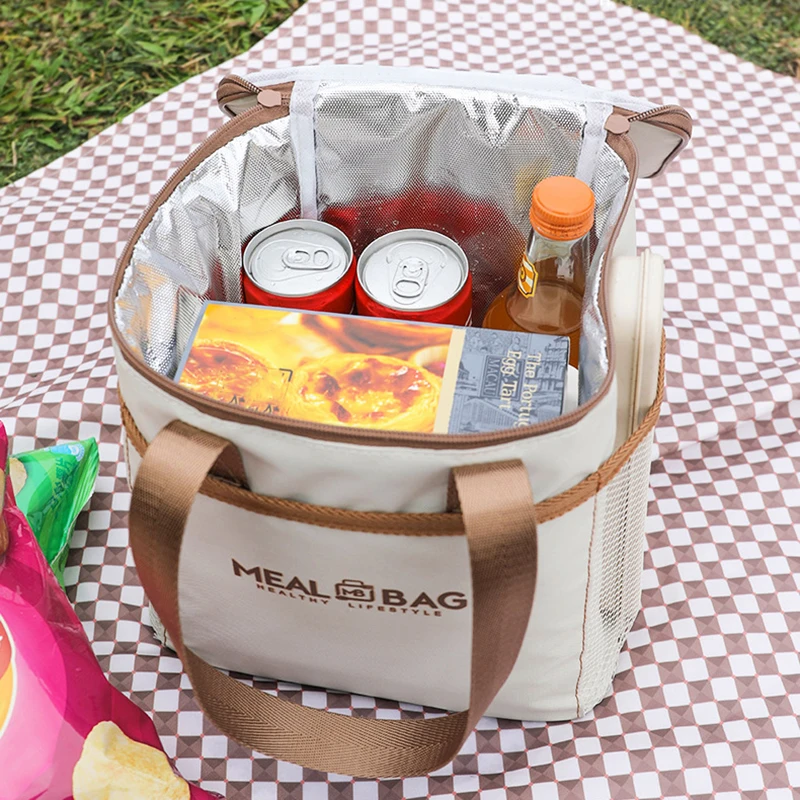 Portable lunch bag food insulated box Waterproof shoulder strap insulated box, hand-held lunch box bag, fresh aluminum DH thumbnail 5