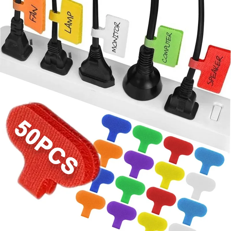 Self Adhesive Cable Labels Reusable Writable Cord Label Tags Cable Management Wire Organizer for Home Wires Handwriting Tags
