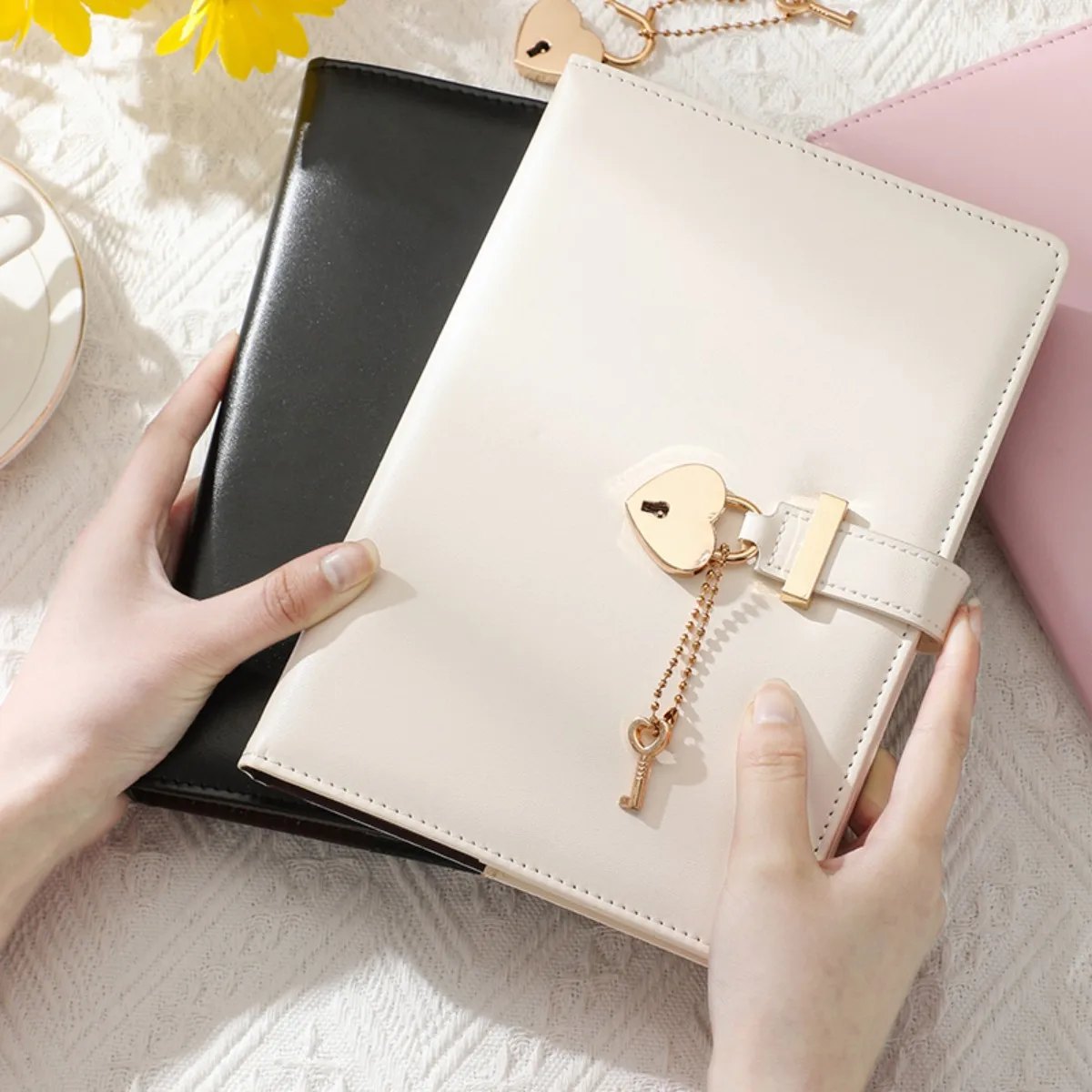 1 notebook with a love lock, gifts for couples, school supplies, stationery, and a notebook with privacy thumbnail 2