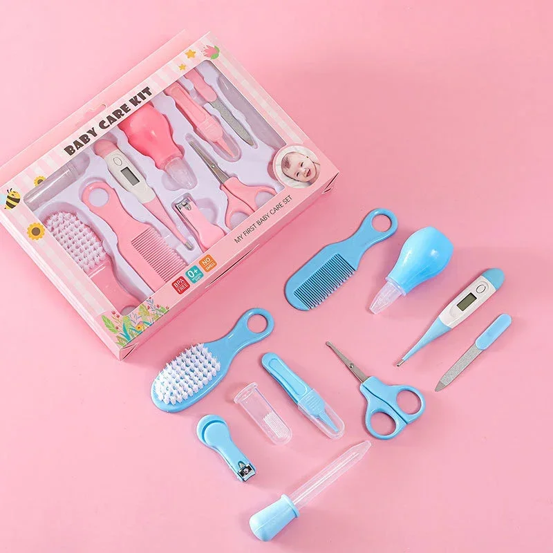 10pcs Set Baby Health Care Kit Kids Hair Nail Health Care Grooming Brush Thermometer Clipper Teether Toothbrush Baby Essentials thumbnail 5
