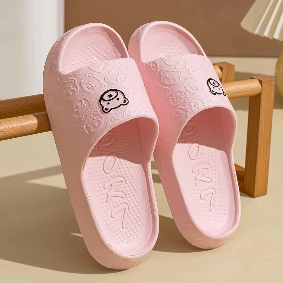 Summer Fashion Men's Slippers Printting Little Bear Sandals Indoor Bathroom Non-slip Soft Women Dormitory Casual Shoes Couple thumbnail 6