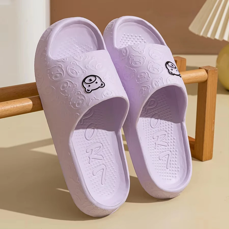 Summer Fashion Men's Slippers Printting Little Bear Sandals Indoor Bathroom Non-slip Soft Women Dormitory Casual Shoes Couple thumbnail 3