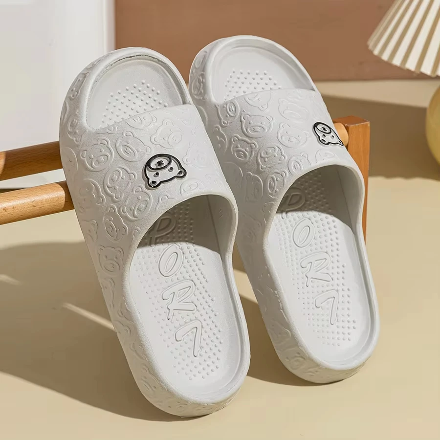 Summer Fashion Men's Slippers Printting Little Bear Sandals Indoor Bathroom Non-slip Soft Women Dormitory Casual Shoes Couple thumbnail 4