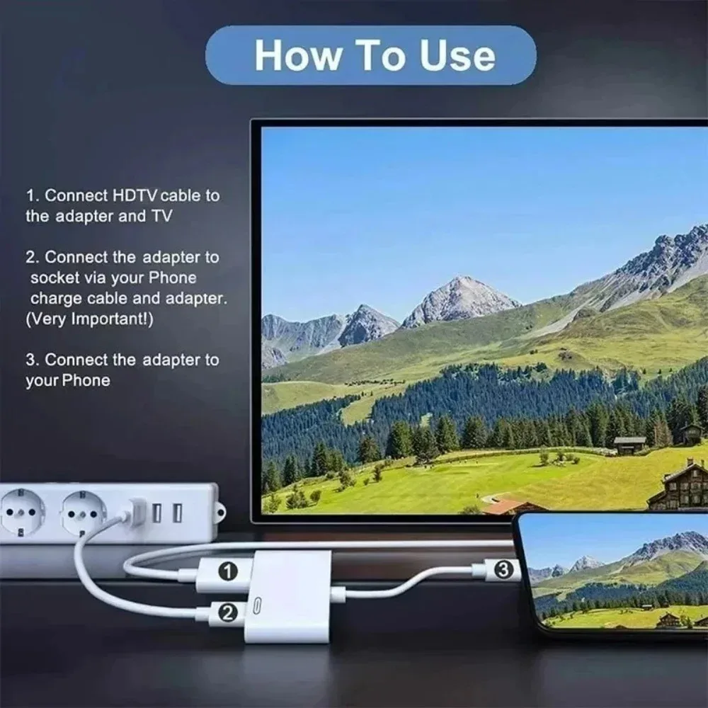 1080P HD HDMI-Compatible Projection Cable Adapter Audio Sync Screen Connector For Lightning To HDMI-Compatible Converter Adapter thumbnail 6