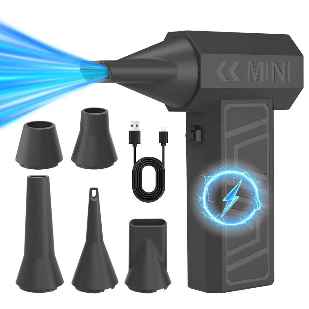 Violent Fan 130000RPM Powerful Air Blower Cleaner New Upgrades Five nozzle Type-C Strong Winds Brushless Turbo Jet Blower
