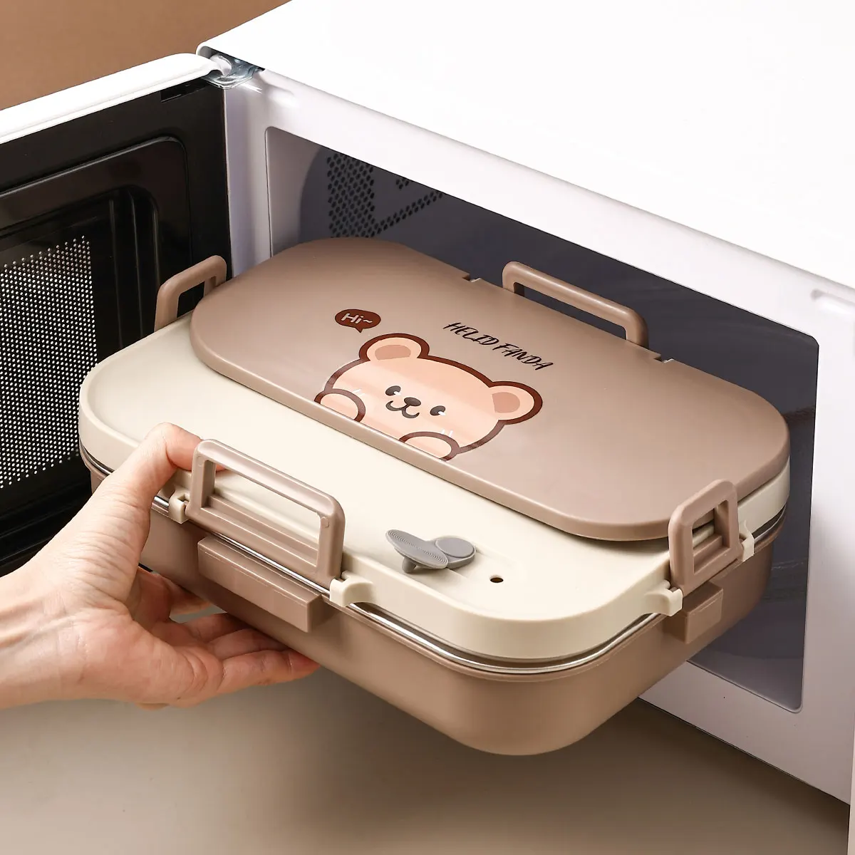 WORTHBUY 4 Grids 304 Stainless Steel Lunch Box With Cutlery&Bowl Portable Food Contianer for Hot and Cold Food For Student Kid thumbnail 3