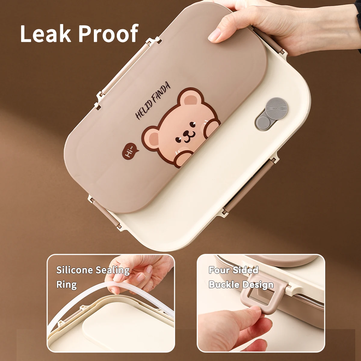 WORTHBUY 4 Grids 304 Stainless Steel Lunch Box With Cutlery&Bowl Portable Food Contianer for Hot and Cold Food For Student Kid thumbnail 5