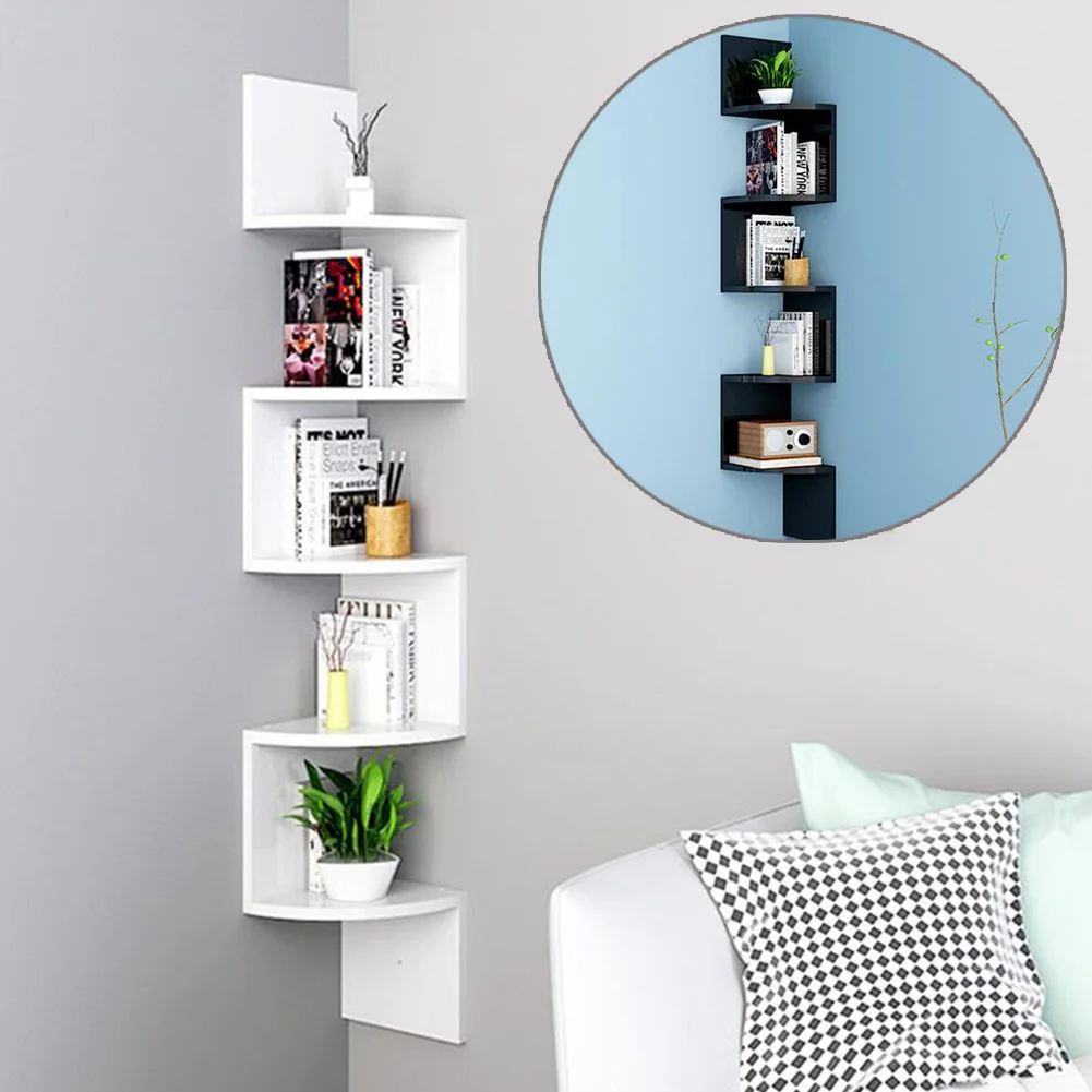【Breeins】Wooden Zigzag Floating Corner Shelves Multi Tier Storage Organizer Shelf For Home Office thumbnail 5