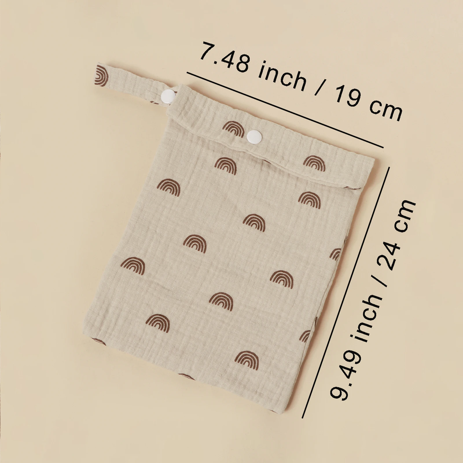 100%Cotton Multi Functional Foldable Single Pocket Baby Outdoor Diaper Storage Bag Baby Bottle Stroller Hanging Bag thumbnail 6