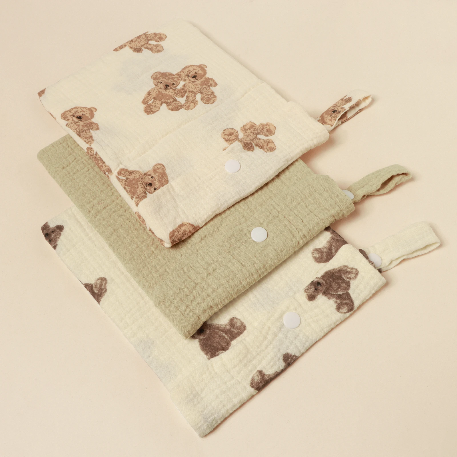 100%Cotton Multi Functional Foldable Single Pocket Baby Outdoor Diaper Storage Bag Baby Bottle Stroller Hanging Bag thumbnail 2