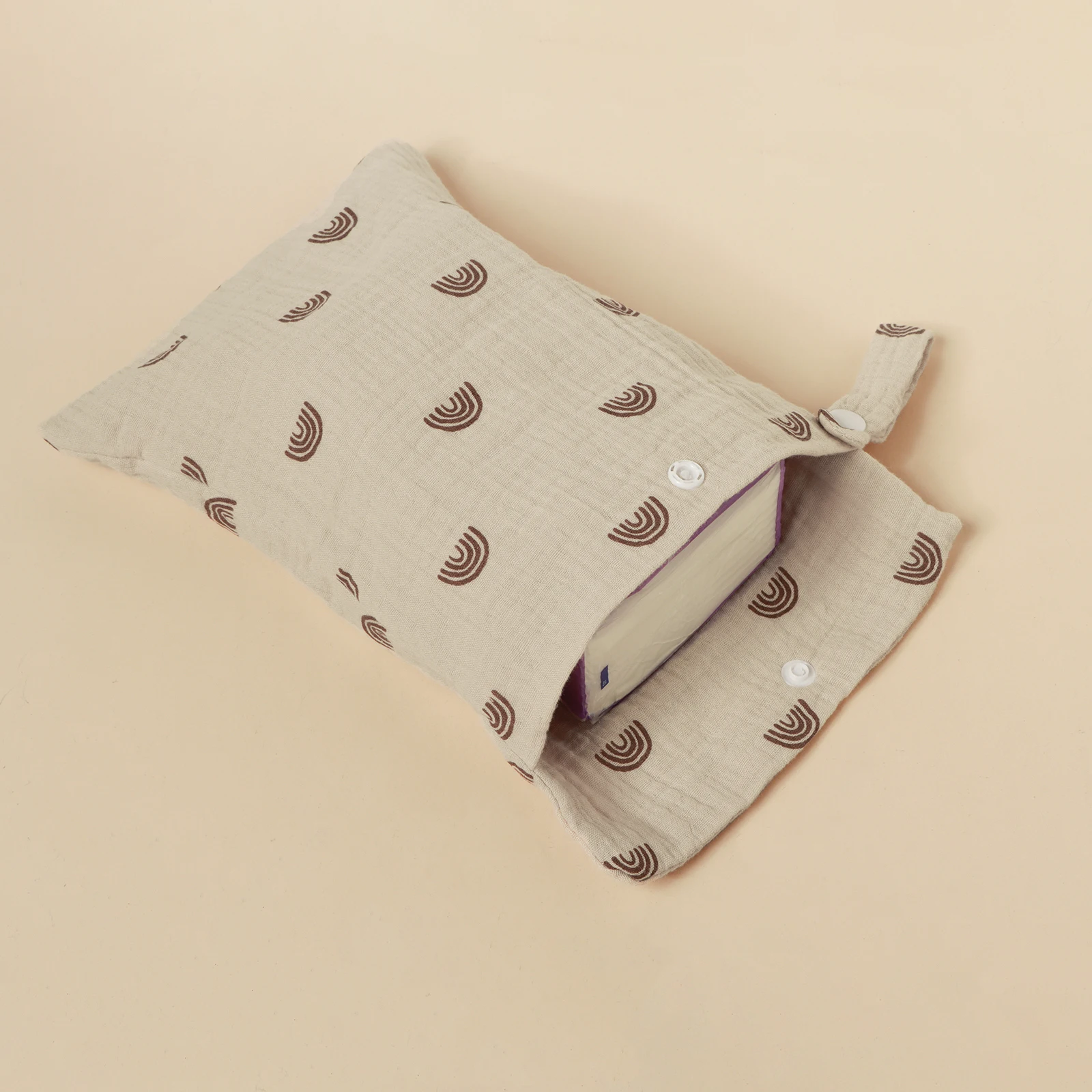 100%Cotton Multi Functional Foldable Single Pocket Baby Outdoor Diaper Storage Bag Baby Bottle Stroller Hanging Bag thumbnail 5