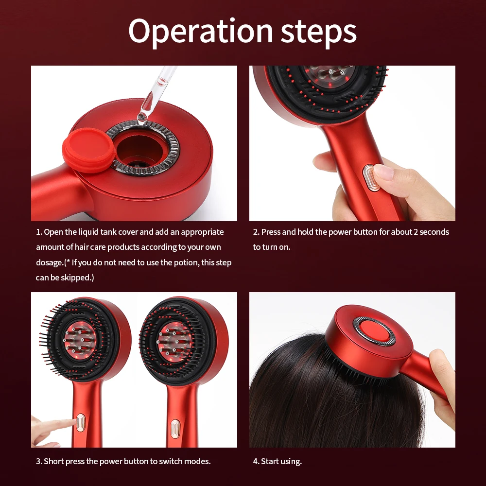 3 Modes Electric Massage Comb Portable Red Light Laser Comb for Hair Follicle Hair Follicles On The Head Essence Oil Applicator thumbnail 6
