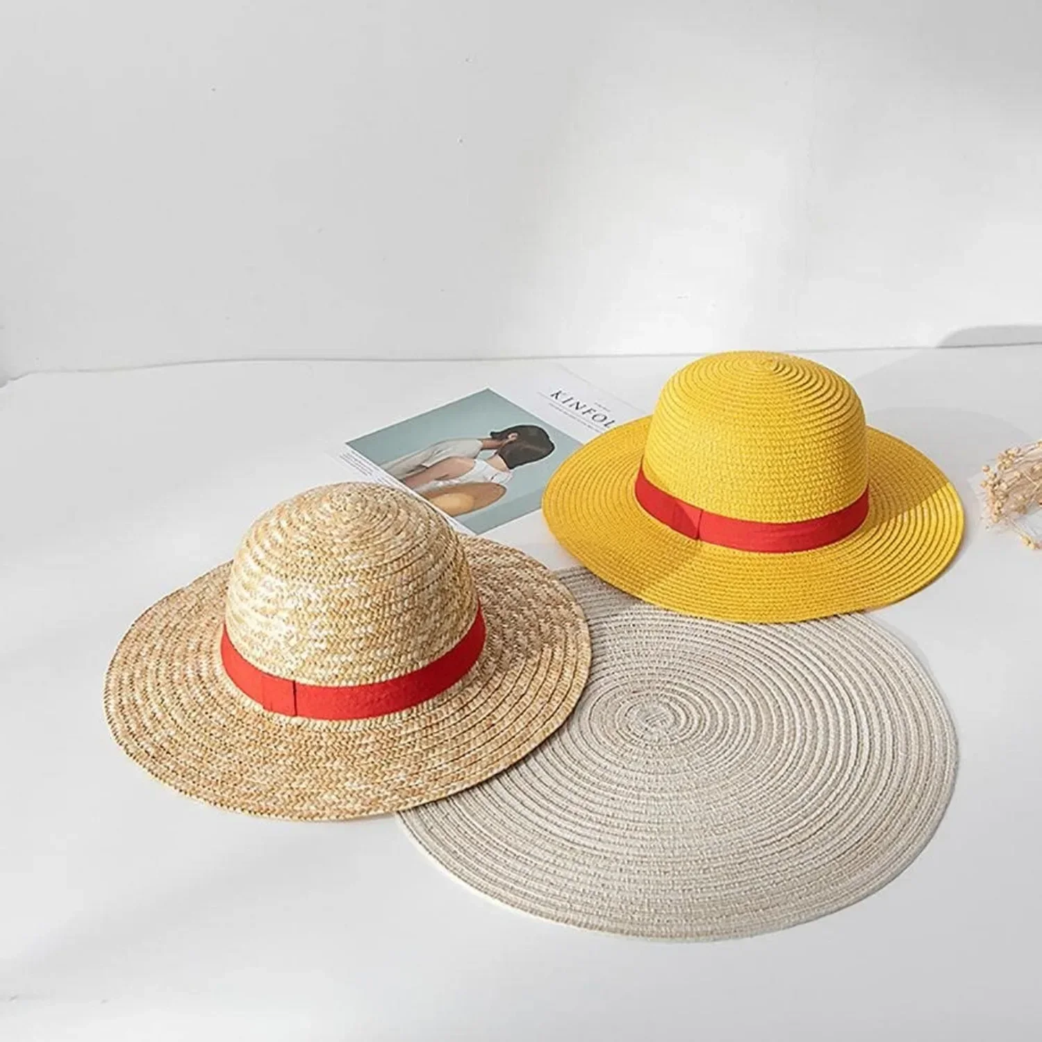 Straw Hat for Men Women, Multifunctional Luffy Cosplay with String Sun Beach Party Travel Performance Costume Straw Hat thumbnail 2
