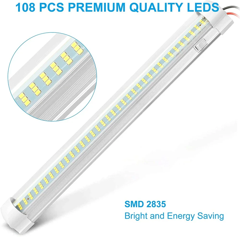 108LED Car Indoor Reading Light Camper Lighting LED Camping Ceiling Trunk Lamp 12V -80V Motorhome Interior LED Night Strip Light thumbnail 2