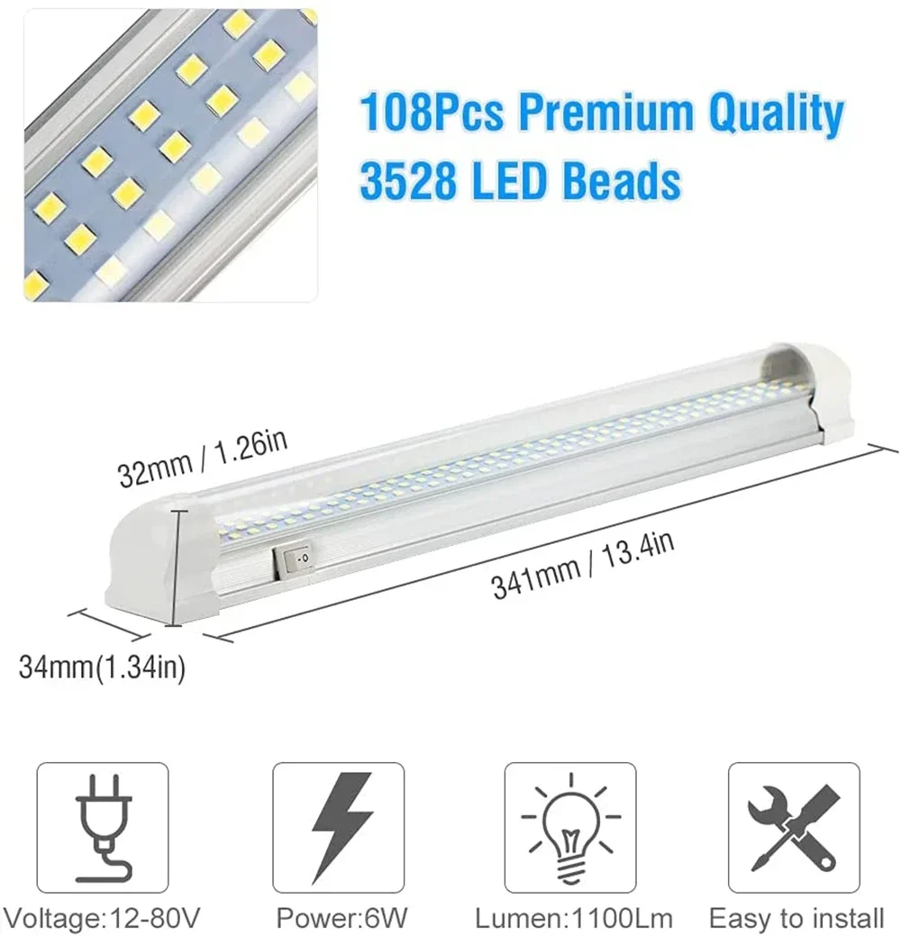 108LED Car Indoor Reading Light Camper Lighting LED Camping Ceiling Trunk Lamp 12V -80V Motorhome Interior LED Night Strip Light thumbnail 3