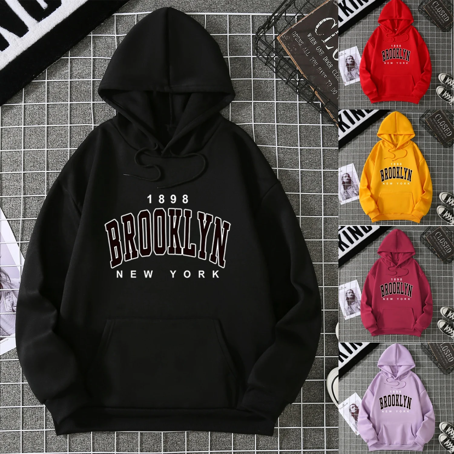2025 Winter New Women's Hoodie High Street Unisex style Double Pockets Sweatshirts Outerwear Plus-Size Women's Clothing CYXX227