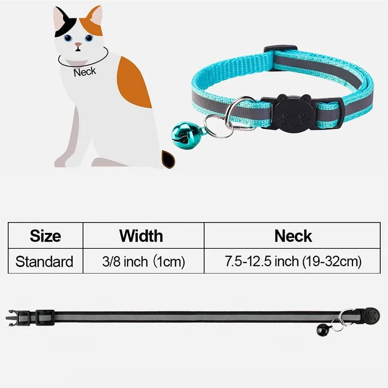 Reflective Adjustable Cats and Small Dogs Collars with Bells Pet Supplies Anti-strangling Cats Necklace Breakaway Cat Collar thumbnail 2