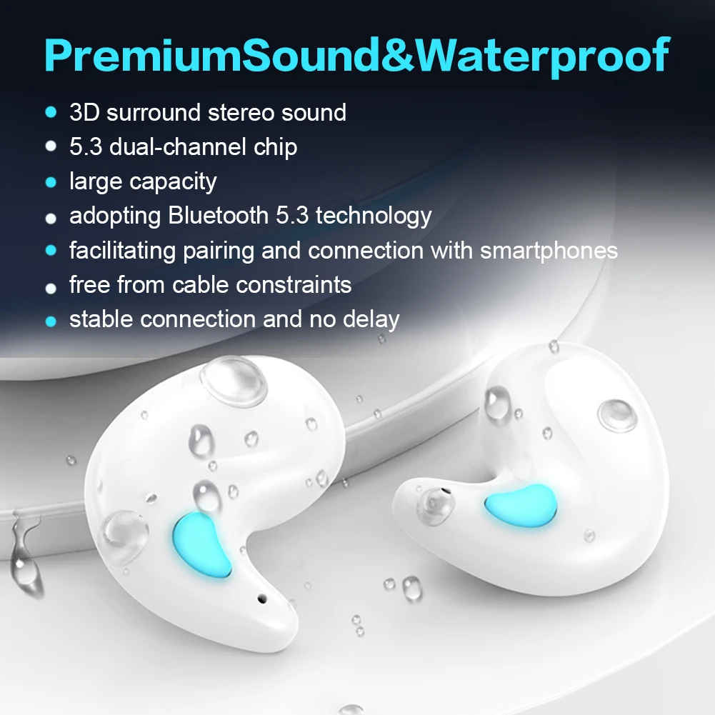 Invisible Bluetooth 5.3 Headphones Wireless Sleep Earphones HiFi Stero Noise Reduction Earbuds Sports Headsets for Better Sleep thumbnail 6