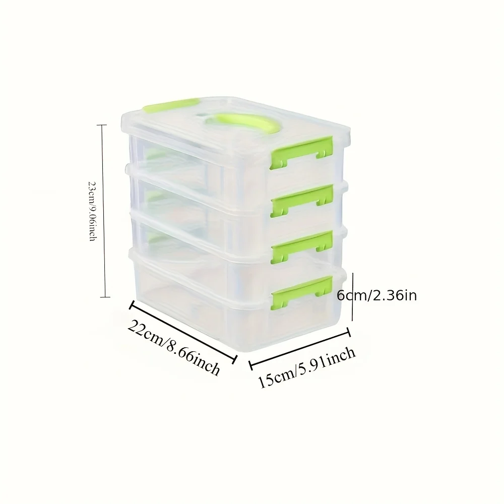 4-layer Transparent Plastic Storage Box Cover Partitioned Drawer Storage Box Building Block Storage Box Portable Storage Box thumbnail 5