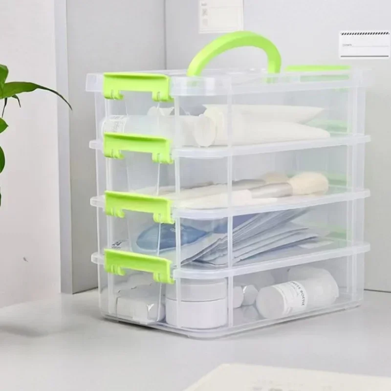 4-layer Transparent Plastic Storage Box Cover Partitioned Drawer Storage Box Building Block Storage Box Portable Storage Box thumbnail 3