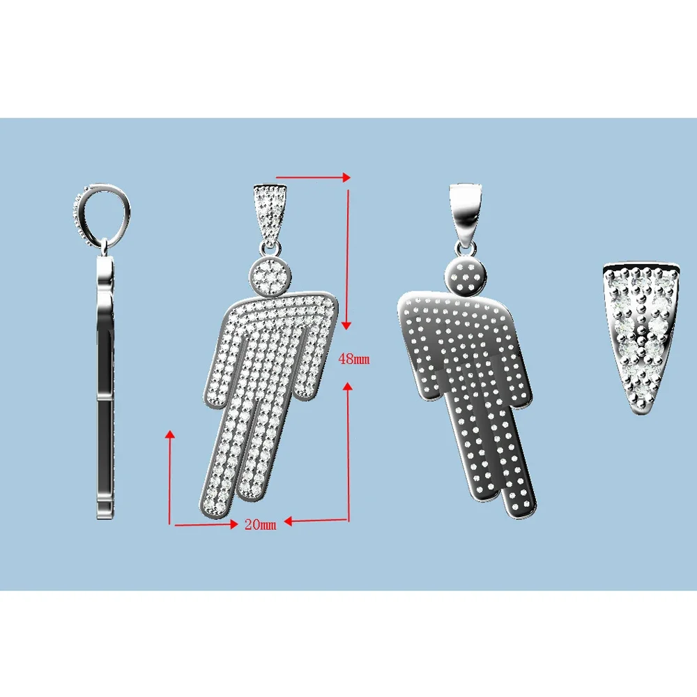 Hip Hop Necklace,Stainless Steel Round Head Zircon Couple Pendant Necklace,Skew Head Pendant Full of Zircon Chaoren Necklace thumbnail 6