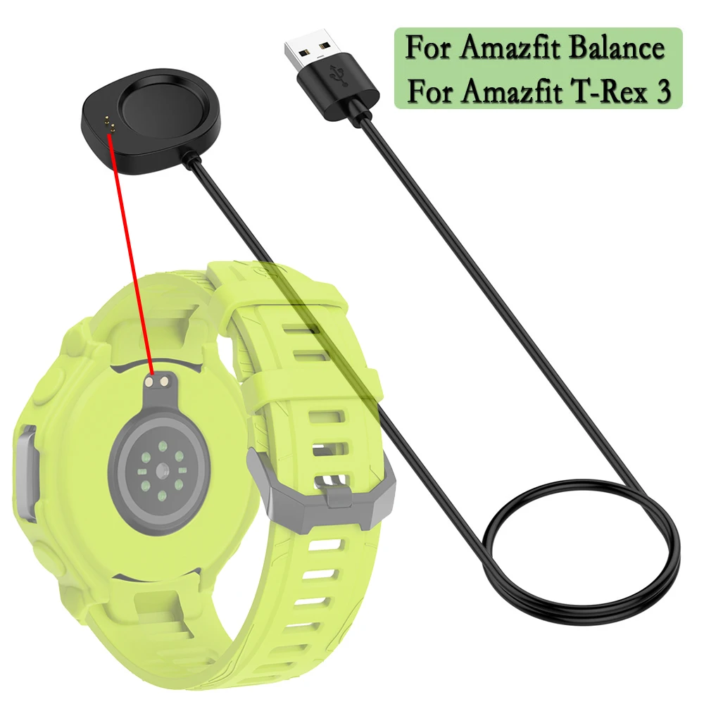 For Huami Amazfit T-Rex 3pro/3/ For Amazfit Balance 100cm USB Cable Charging Data Charger with Dock Power Adapter