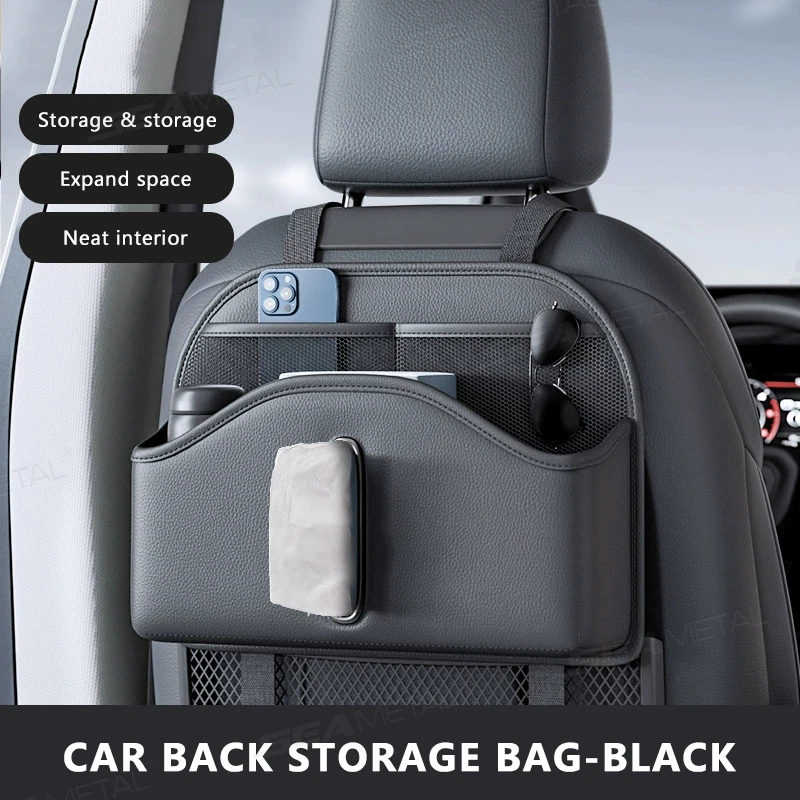 SEAMETAL Car Back Seat Organizer Multi-Functional Seatback Storage Bag Net Pocket Tissue Holder Wear-Resistant Hanging Organizer thumbnail 3