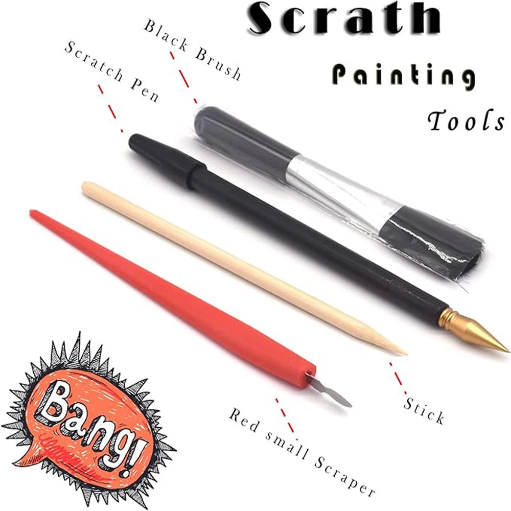 Scratch Painting Paper ,City Series Night Scene,Scratch Painting Creative Gift,Scratch board for Adult and Kids,with 4 Tools thumbnail 4