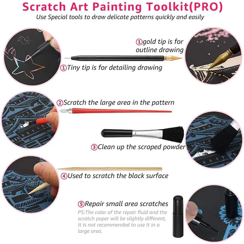 Scratch Painting Paper ,City Series Night Scene,Scratch Painting Creative Gift,Scratch board for Adult and Kids,with 4 Tools thumbnail 6