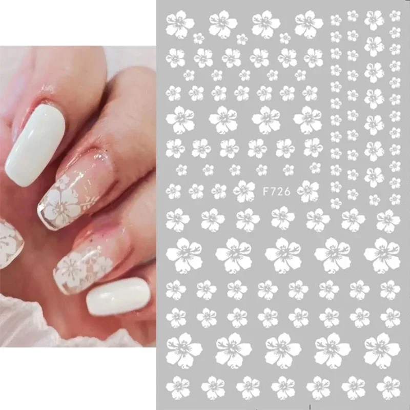 1pcs Sakura Flower 3D Nail Stickers White Cherry Blossom Nail Art Decals Spring Summer Adhesive Slider Decor Wedding Manicure thumbnail 5