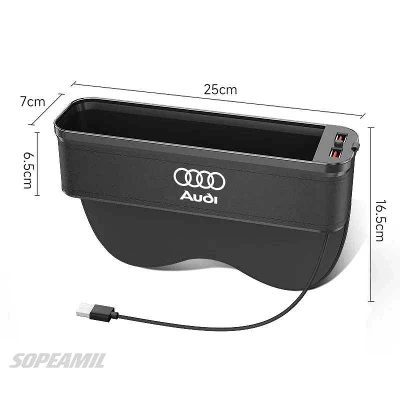 Audi A3 A4 A5 A6 A7 A8 RS3 RS4 RS5 RS6 S3 S4 S5 S6 Q3 Q5 Q7 Q8 Car Seat Gap Slot Crevice Storage Box With USB Charging Organizer thumbnail 2