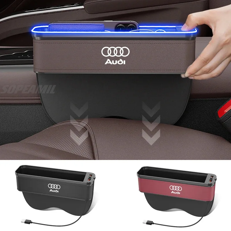 Audi A3 A4 A5 A6 A7 A8 RS3 RS4 RS5 RS6 S3 S4 S5 S6 Q3 Q5 Q7 Q8 Car Seat Gap Slot Crevice Storage Box With USB Charging Organizer thumbnail 4